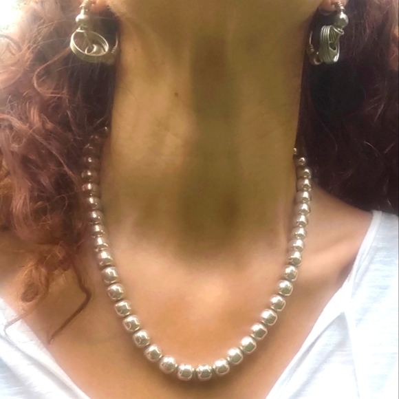 Vintage Sterling Silver Large, Heavy Beaded \